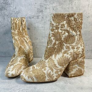 Free People Nicola brocade jacquard embroidered sequined heel boots